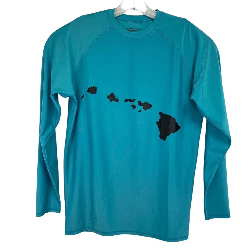 Sea Hawaii Monkskin Sz Medium Teal Pullover Shirt Beach Surfing (J36) NW/OTs